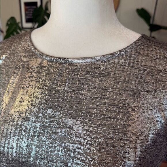 Dantelle Shimmering Silver Short Sleeve Top - Picture 3 of 9
